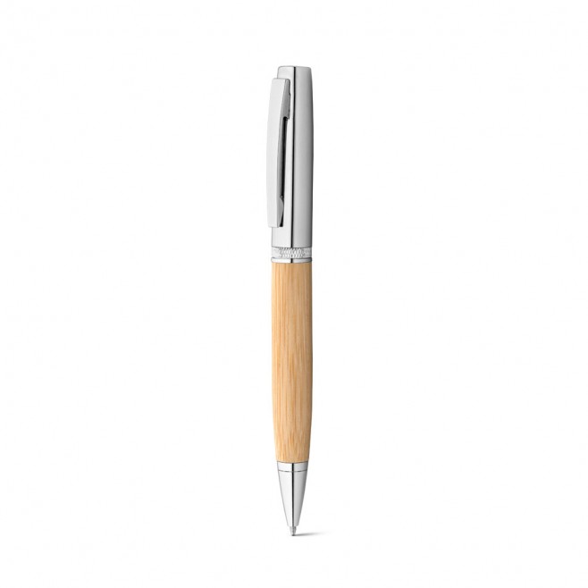 Esferográfica em bambu e metal com estojo em ABS Personalizada