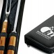 Kit de Facas, Garfo e Chaira Inox / Bambu Com Estojo  Personalizado