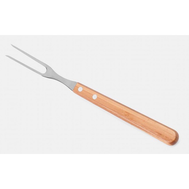 Kit De Facas Inox E Bambu Com Garfo E Estojo - 7 Pçs