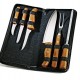 Kit de Facas, Garfo e Chaira Inox / Bambu Com Estojo  Personalizado