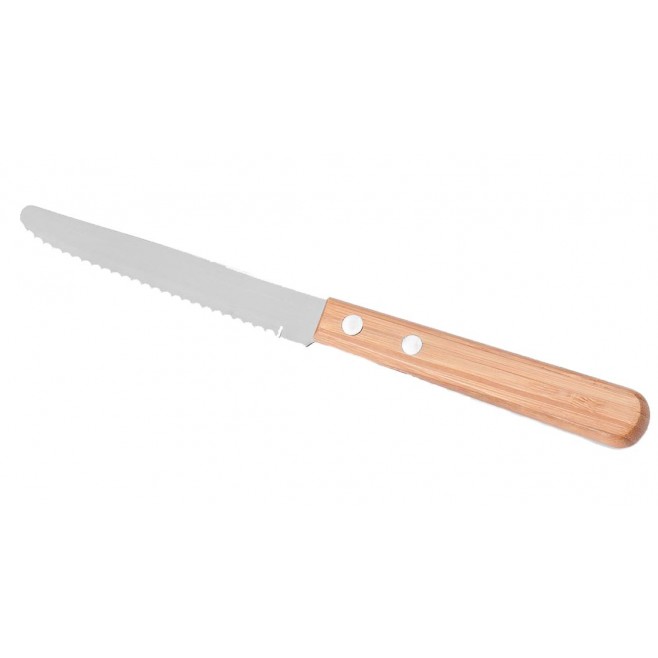Kit de Facas, Garfo e Chaira Inox / Bambu Com Estojo  Personalizado