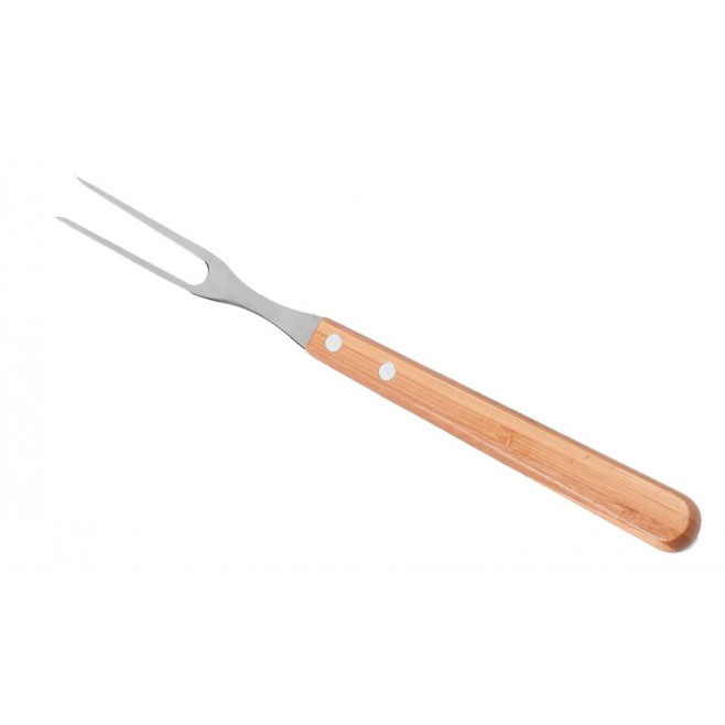 Kit de Facas, Garfo e Chaira Inox / Bambu Com Estojo  Personalizado
