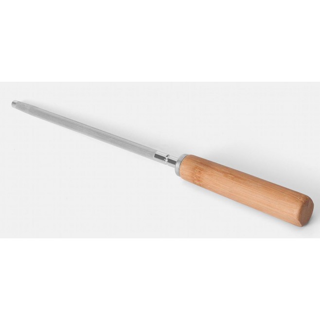 Kit de Facas, Garfo e Chaira Inox / Bambu Com Estojo  Personalizado