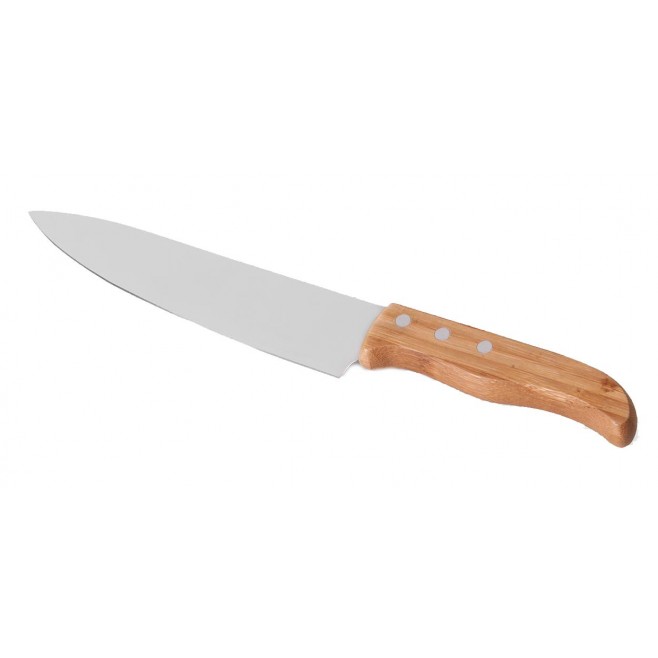 Kit de Facas, Garfo e Chaira Inox / Bambu Com Estojo  Personalizado