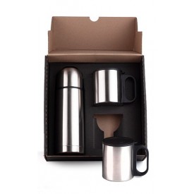 Conj. De Garrafa E Caneca Em Aço Inox 330/180 Ml - 3 Pçs