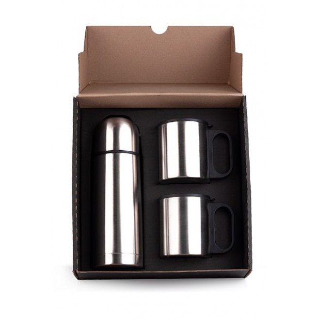 Conj. De Garrafa E Caneca Em Aço Inox 330/180 Ml - 3 Pçs