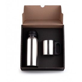 Conj. De Garrafa E Caneca Em Aço Inox 600/180 Ml - 2 Pçs