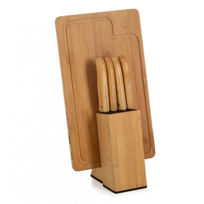Conjunto Para Cozinha Com Cepo em Bambu / Inox - 6 Pçs