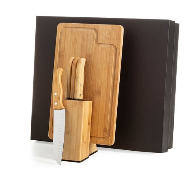 Conjunto Para Cozinha Com Cepo em Bambu / Inox - 6 Pçs