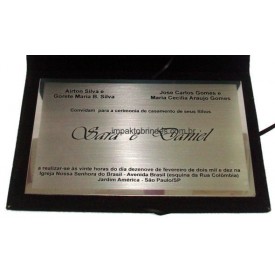 Convite Metalizado em Inox Com Porta Placa Personalizado