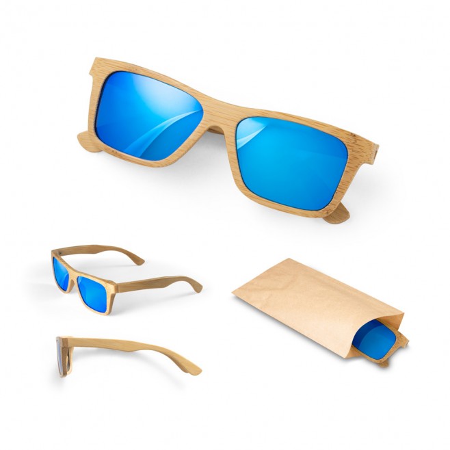 Óculos de sol em bambu com lentes espelhadas  Promocional