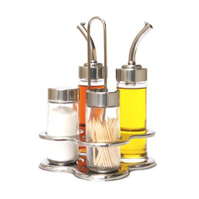 Kit Galheteiro em vidro e inox