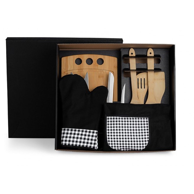 Kit Gourmet Com Tábua, Facas, Colheres - 12 Pçs