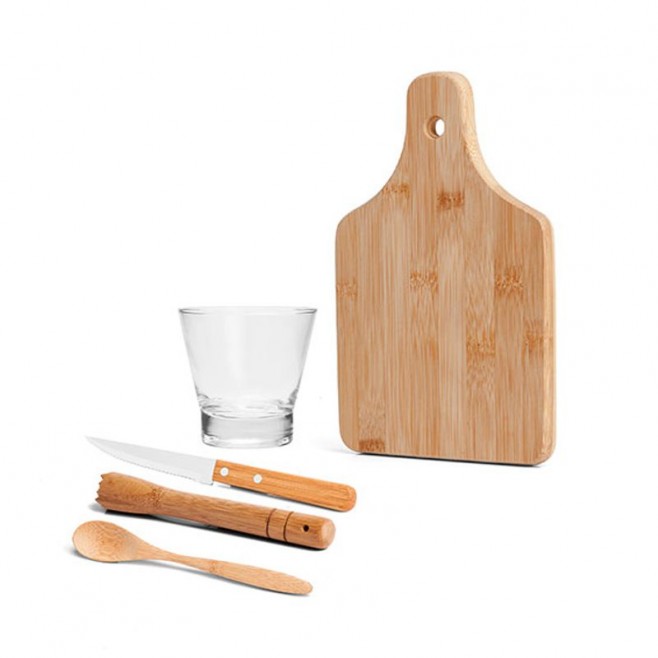 Kit Para Caipirinha Em Bambu - 0,35 L - 5 Pçs