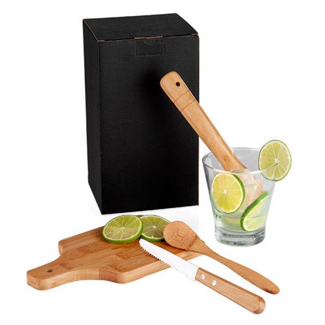 Kit Para Caipirinha Em Bambu - 0,35 L - 5 Pçs