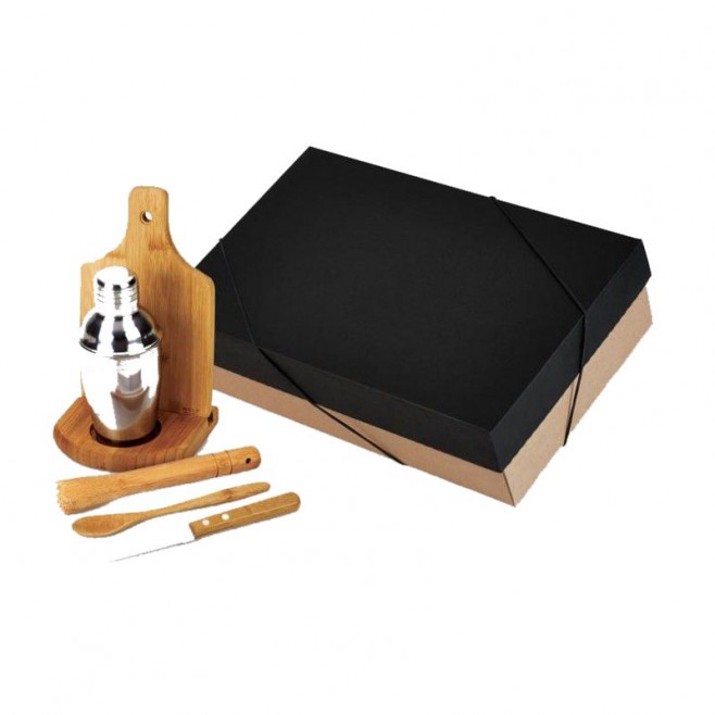 Kit Para Caipirinha em Bambu Com Coqueteleira - 6 Pçs Personalizado
