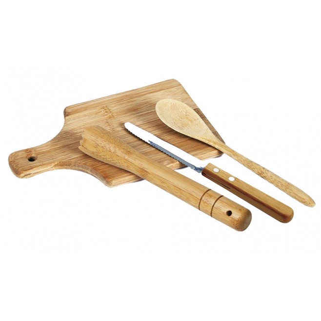 Kit Para Caipirinha Em Bambu Com Avental E Copo - 8 Pçs