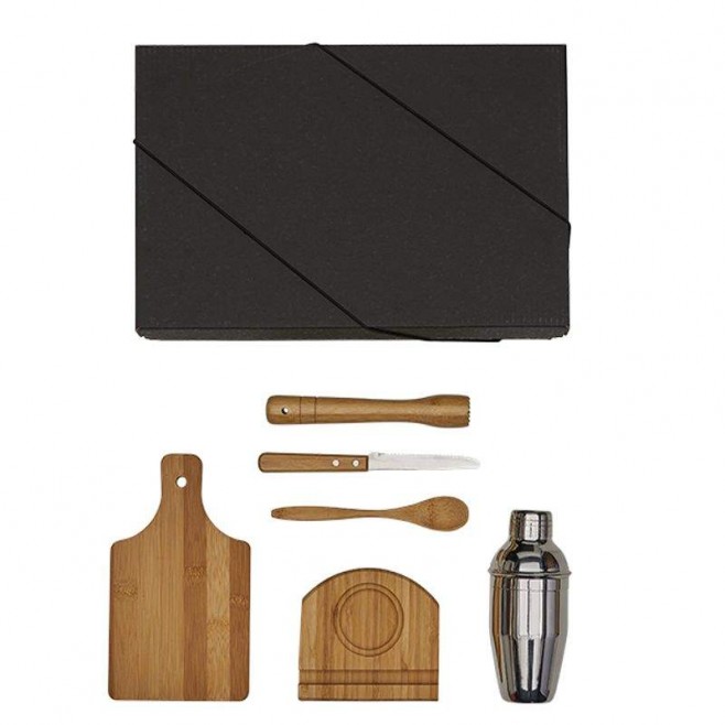 Kit Para Caipirinha Em Bambu Com Coqueteleira - 6 Pçs