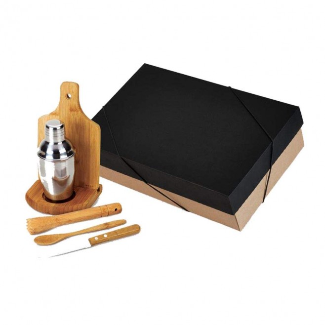 Kit Para Caipirinha Em Bambu Com Coqueteleira - 6 Pçs