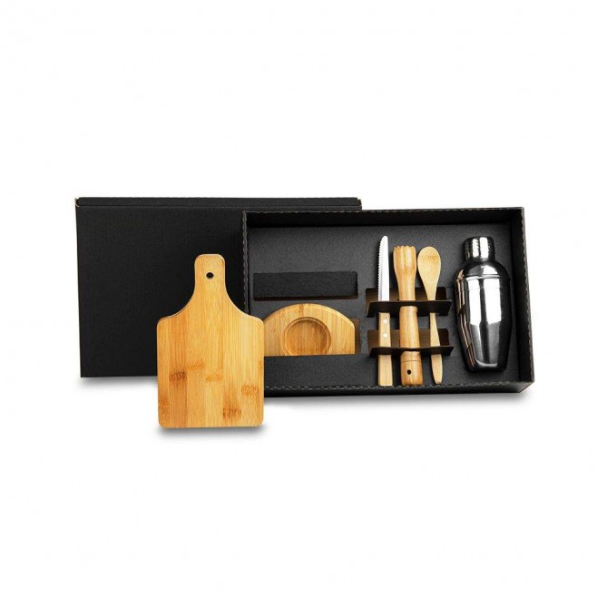 Kit Para Caipirinha Em Bambu Com Coqueteleira - 6 Pçs