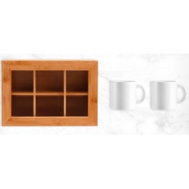 Kit Para Chá Em Bambu E Caneca - 3 Pçs