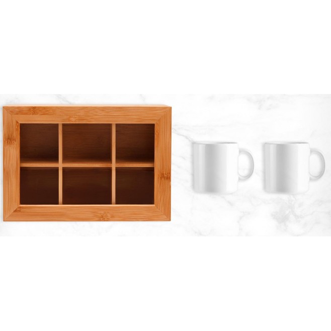 Kit Para Chá Em Bambu E Caneca - 3 Pçs