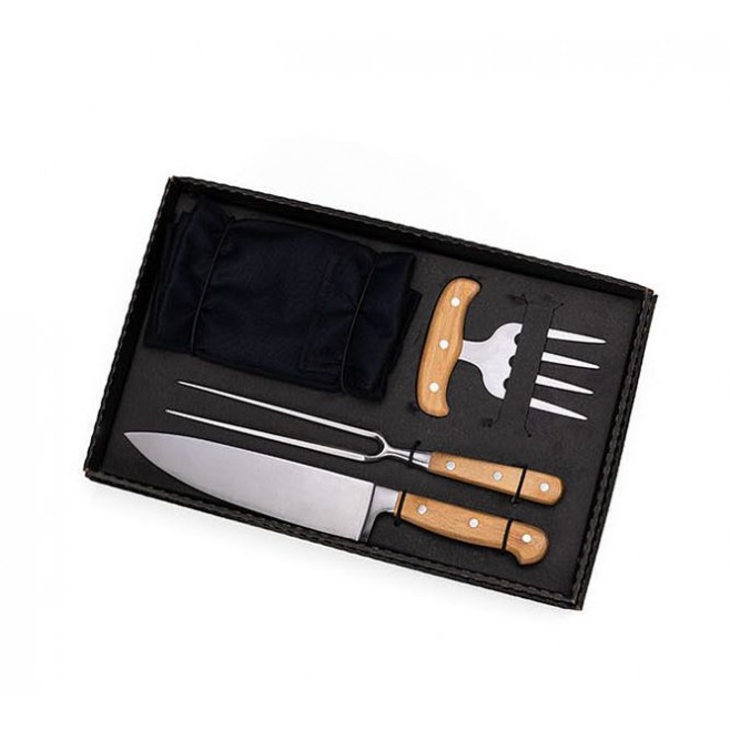 Kit Para Churrasco Com Avental - 4 Pçs
