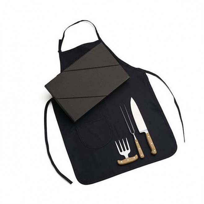 Kit Para Churrasco Com Avental - 4 Pçs