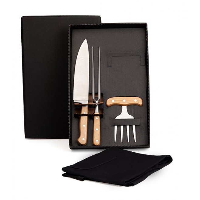 Kit Para Churrasco Com Avental - 4 Pçs