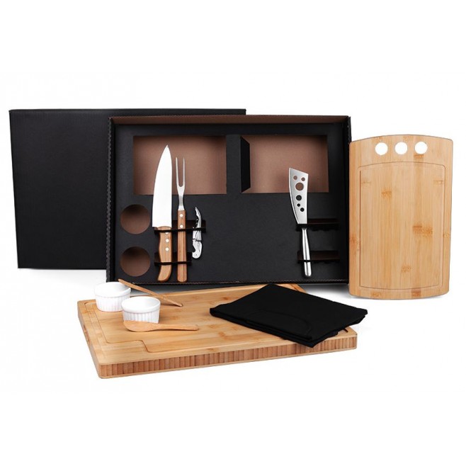 Kit Para Churrasco E Petisco Com 2 Tábuas - 11 Pçs