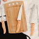 Kit Para Cozinha Em Bambu / Inox Com Avental - 6 Pçs