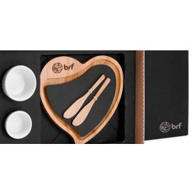 Kit Para Petisco Com Tábua Formato Coração - 5 Pçs