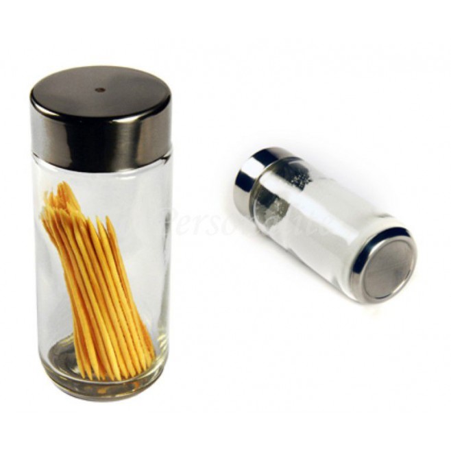 Paliteiro de vidro com tampa e base de aço inox.