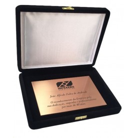 Placa de Homenagem em Latão Com Estojo