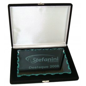Placa de Homenagem em Vidro Com Estojo 