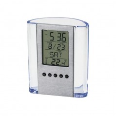 Porta-Canetas Com Relógio Em Acrílico Polipropileno