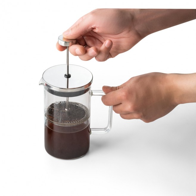 Cafeteira  prensa francesa em vidro e aço inox personalizada