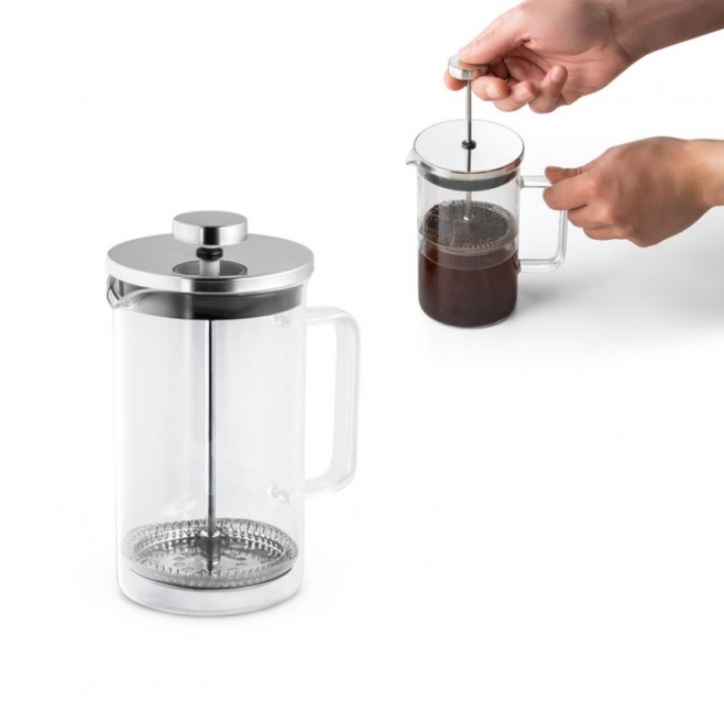 Cafeteira  prensa francesa em vidro e aço inox personalizada