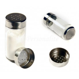Saleiro em vidro com tampa de aço inox