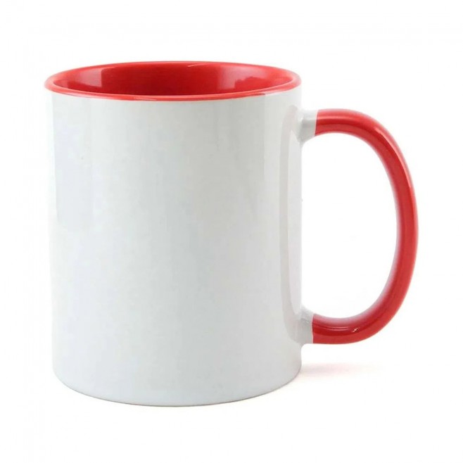 Caneca Cerâmica - 325ml - Interior e Alça Colorido  Personalizada